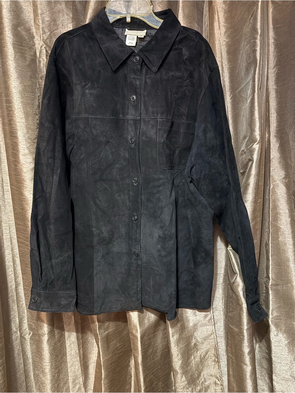 Vintage 100% Leather Coldwater Creek Black Suede Button-Front Jacket